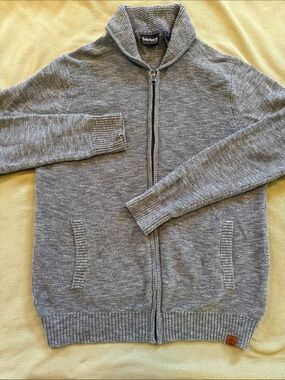 Timberland Men's Gray Zip-Up Shawl Collar Sweater Jacket